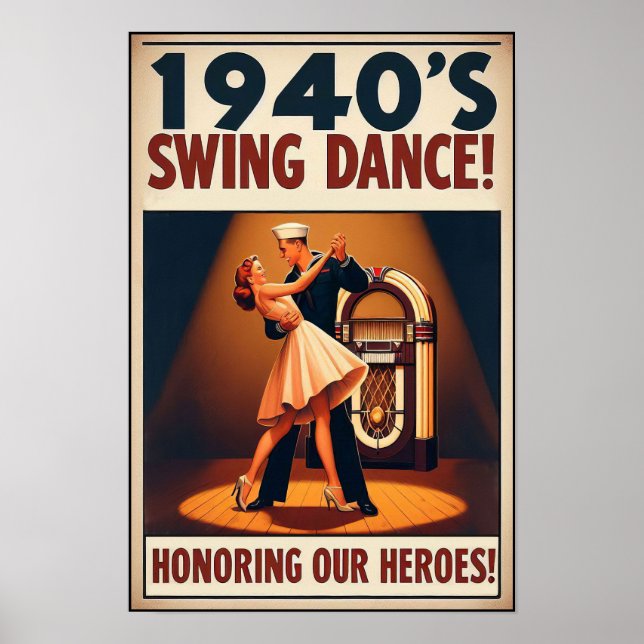 Poster Vintage Swing Dance Salute to Service (Frente)