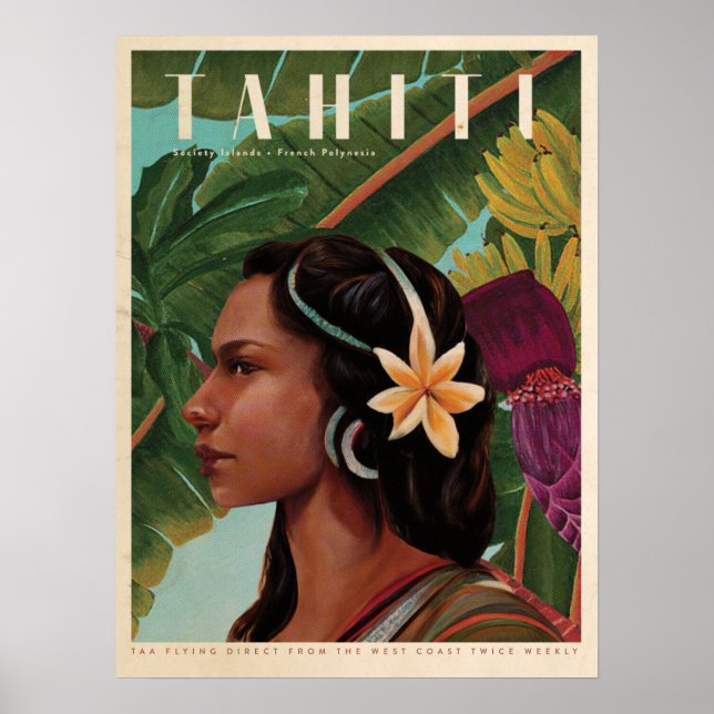 Poster Vintage Tahiti Island (Frente)
