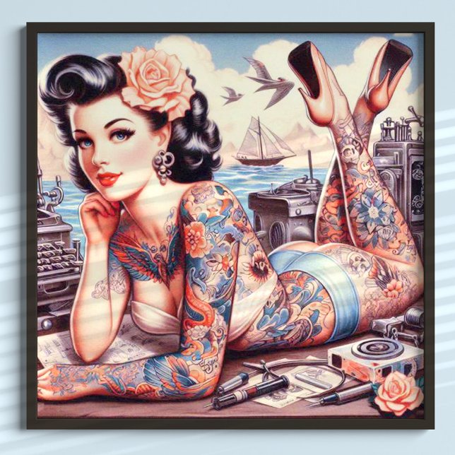 Poster Vintage Tattoo Old School Girl (Criador carregado)