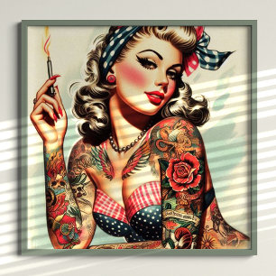 Poster Vintage Tattoo Old School Pin-up