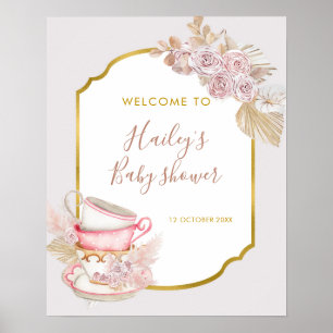 Poster Vintage Tea Party - Sinal de boas-vindas