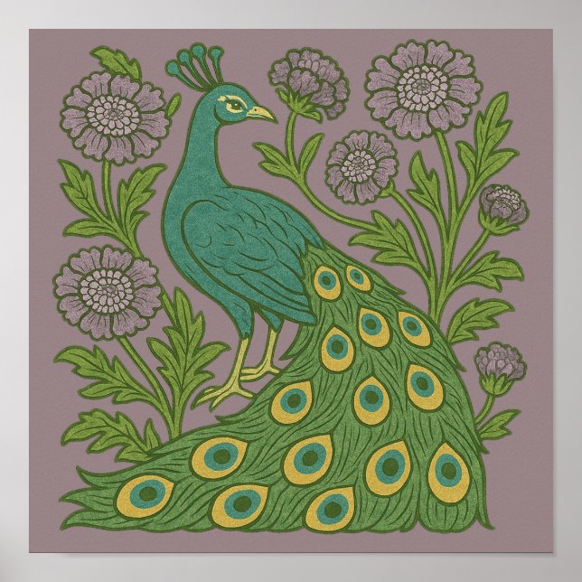 Poster Vintage Teal Peacock (Frente)