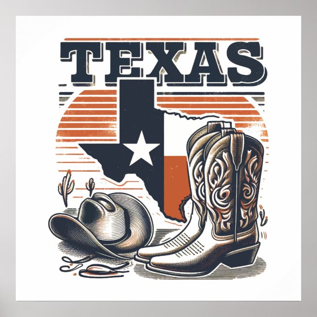Poster Vintage Texas Cowboy (Frente)