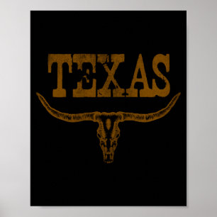 Poster Vintage Texas Longhorn Estado da Estrela Solitária