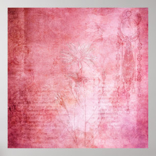 Poster Vintage textura do raspão rosa