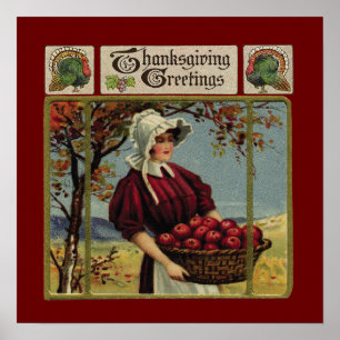Poster Vintage Thanksgiving Greetings