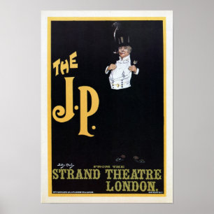 Póster Vintage The Strand London A peça de teatro J.P