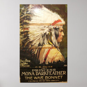 Poster Vintage The War Bonnet, Filme de 1914