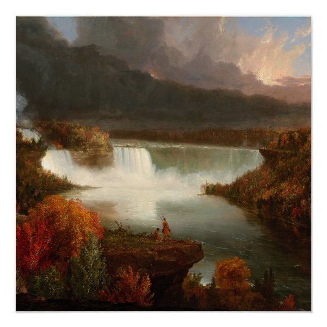 Póster Vintage Thomas Cole Distante Vista das Cataratas d (Frente)