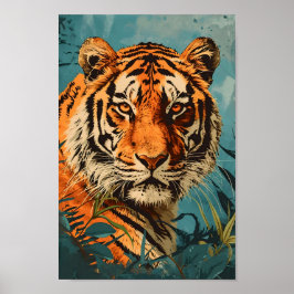 Poster Vintage Tiger: Parabéns majestosos