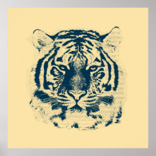 Póster Vintage Tigre Face