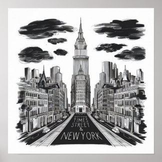 Poster vintage times quadrado caneta de rua