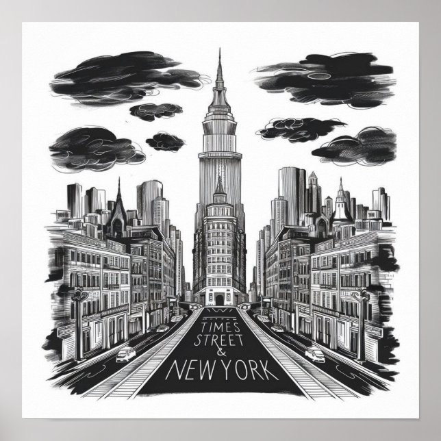 Poster vintage times quadrado caneta de rua (Frente)