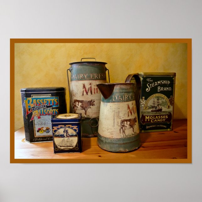 Póster Vintage Tins e Jugs (Frente)