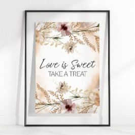 Poster Vintage Tiny Floral Wedding Love É Doce Favor