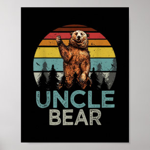 Poster Vintage Tio Bear Family Combine Camping