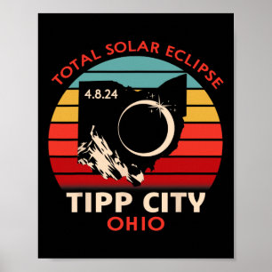 Poster Vintage Tipp City Ohio Total Eclipse Solar 2024