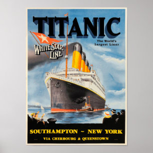 Poster Vintage Titanic White Star Line Advertisement