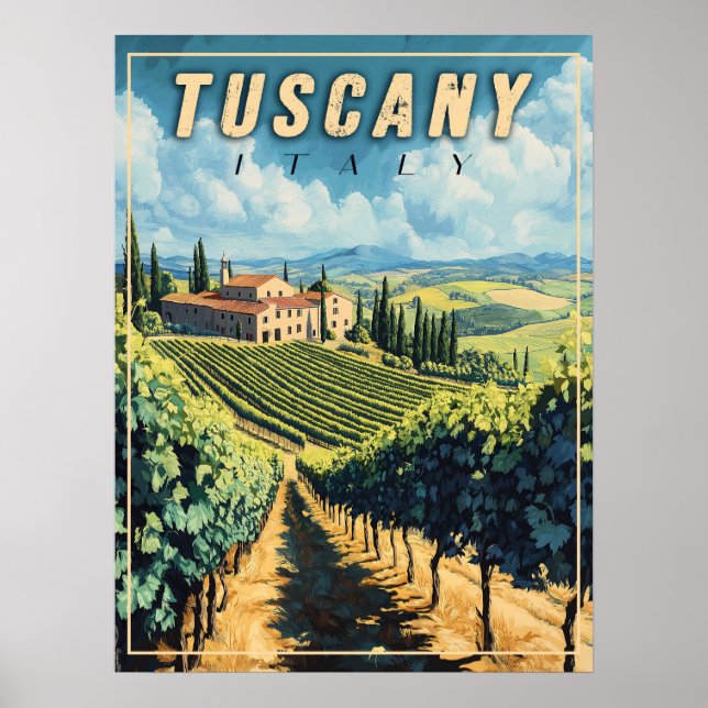 Poster Vintage Toscânia Itália (Frente)