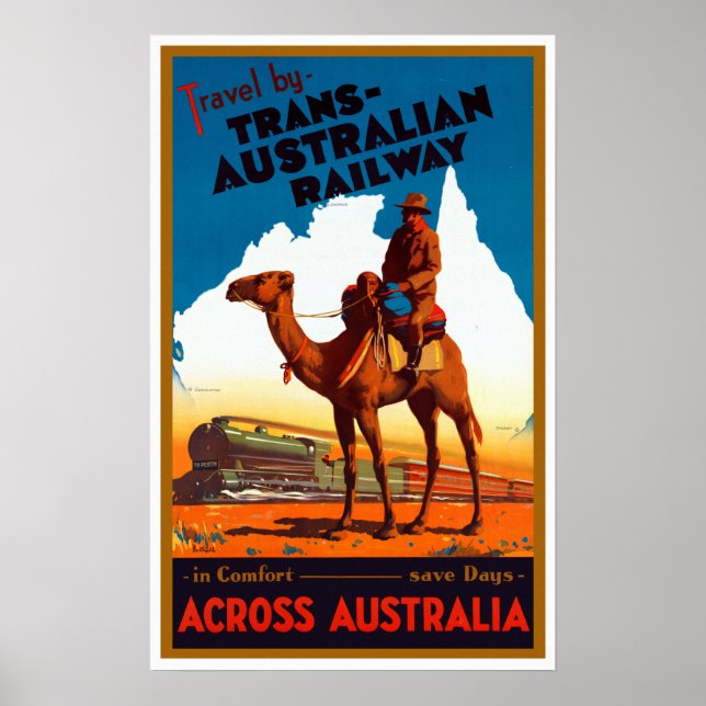 Poster Vintage Trans-australiana Viagem (Frente)