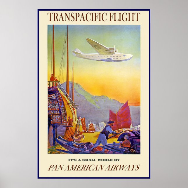 Poster vintage Transpacific Flight Airways (Frente)