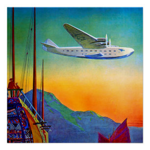 Póster Vintage Transpacific Flight Viagem Perfect Poster