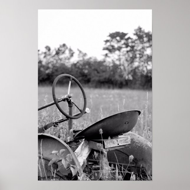 Poster Vintage Trator em Preto e Branco (Frente)