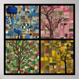 Poster vintage tree deco 4/4 all in one 2