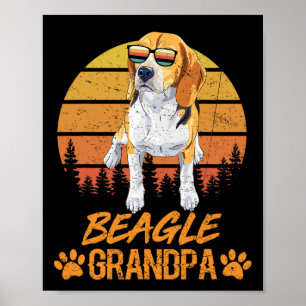 Poster Vintage Tricolor Beagle Dog Avô Paw Pai Padre