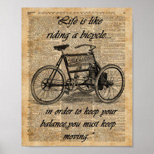 Poster Vintage Tricycle Dictionary Art Bicycle Quote