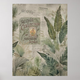 Poster Vintage Tropical Leaves With Aloha