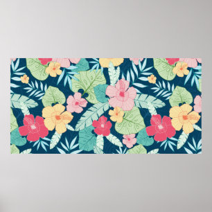 Poster vintage tropical summer hawaiian seamless pattern 