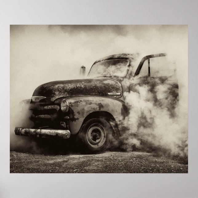 Póster Vintage Truck Burnout (Frente)