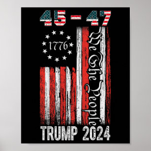 Poster Vintage Trump 2024 45-47 Us Flag We The Pessoas Vo