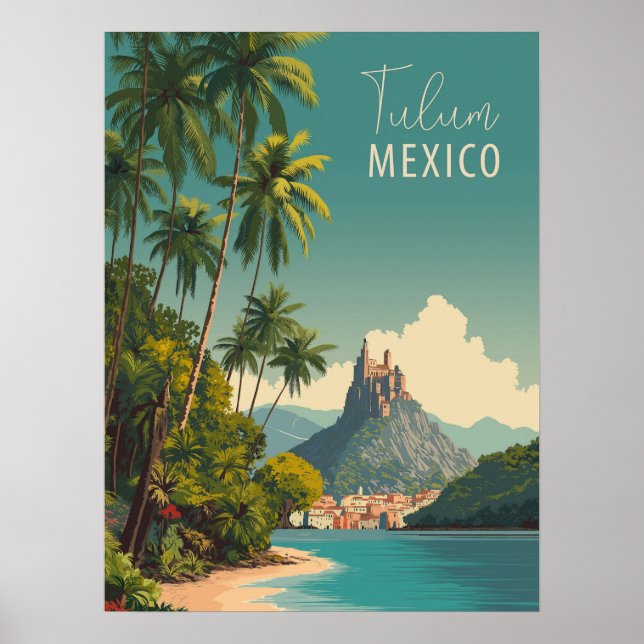 Poster Vintage Tulum Viagem do México (Frente)