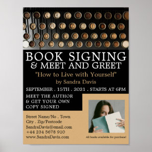 Poster Vintage Typewrite, Writers Book Signing Advert