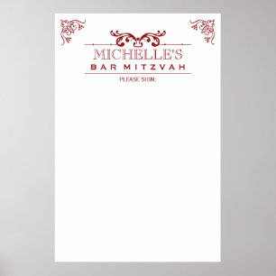 Poster Vintage Typography Bar-Bat Mitzvah Sign-In