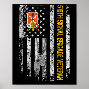 Poster Vintage U.A Flag 516th Signal Brigade Vet Militar