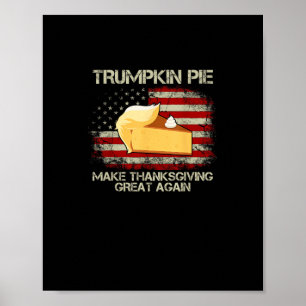 Poster Vintage U Flag Trumpkin Pie Faz Ação de Graças Gr