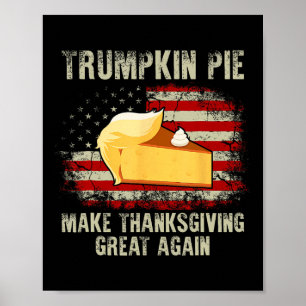 Poster Vintage U Flag Trumpkin Pie Faz Ação de Graças Gr