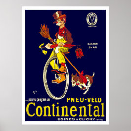 Póster Vintage Unicycle Poster: Pneus Continental