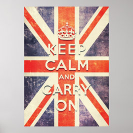 Póster Vintage Union Jack flag mantenha calma e carregar