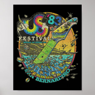 Poster Vintage US Festival 1983 Música Colorida Rainbow F