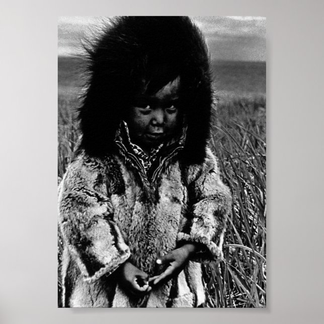 Poster Vintage USA Alaska eskimo boy (Frente)