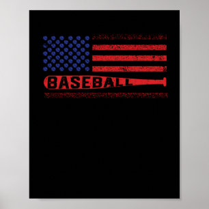 Poster Vintage USA Team Player 4 de julho Bandeira Americ