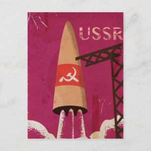 Poster vintage USSR do Programa Espacial Soviético