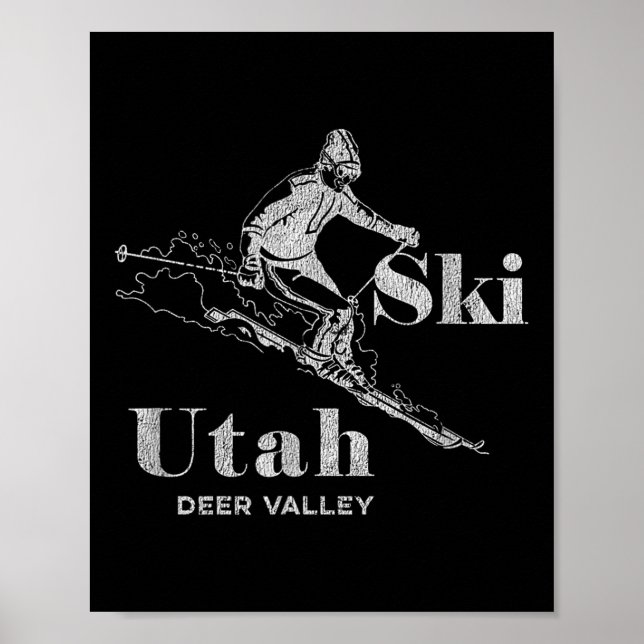 Poster Vintage Utah Deer Valley Skiing Tee (Frente)