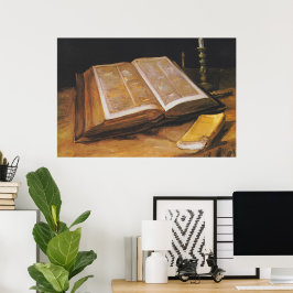 Poster Vintage van Gogh Still Life with Bíblia