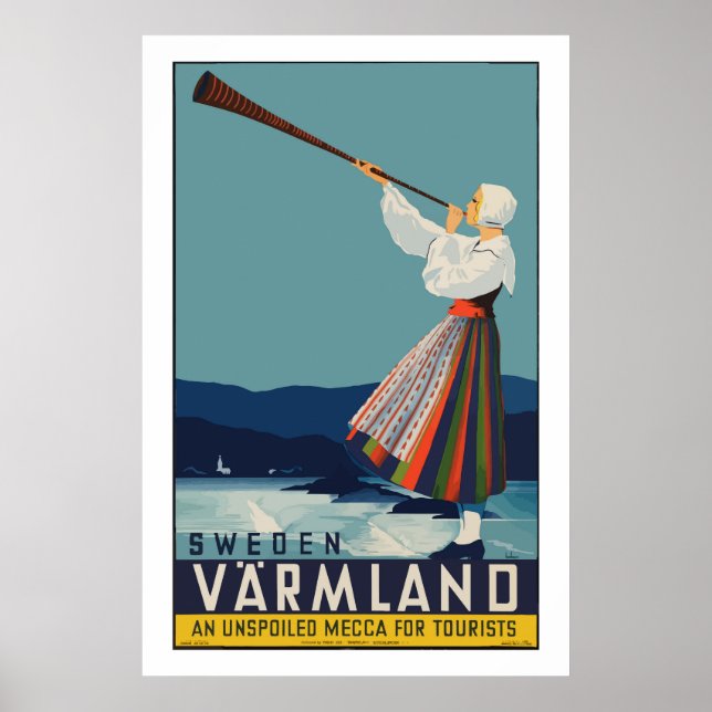 Póster Vintage Varmland Suecia Classic Viagem (Frente)