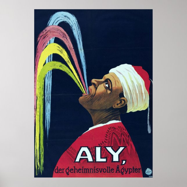 Poster Vintage Vaudeville Aly, o misterioso egípcio (Frente)